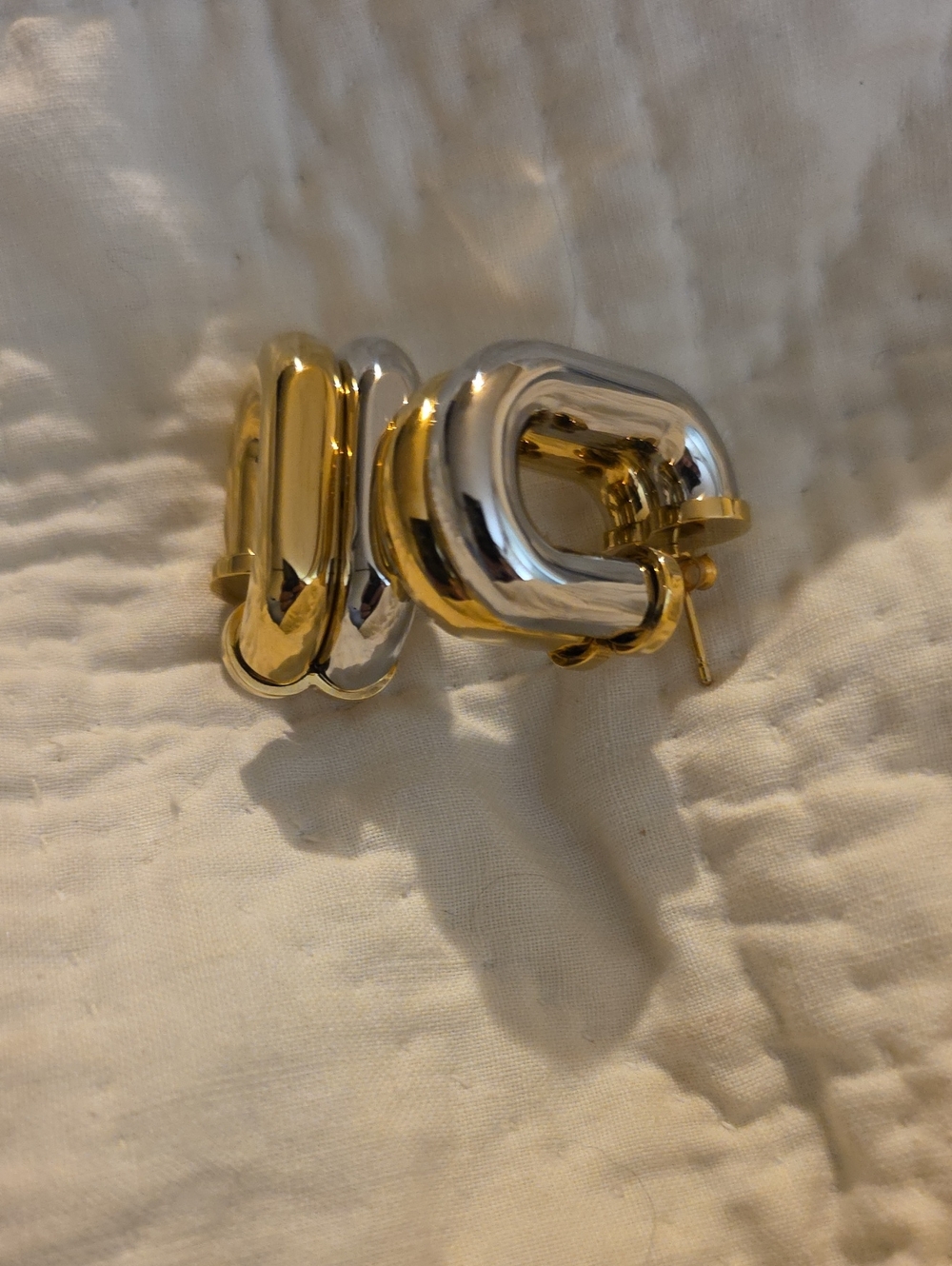 XL Link Two-Tone Hoop Earrings Rabanne